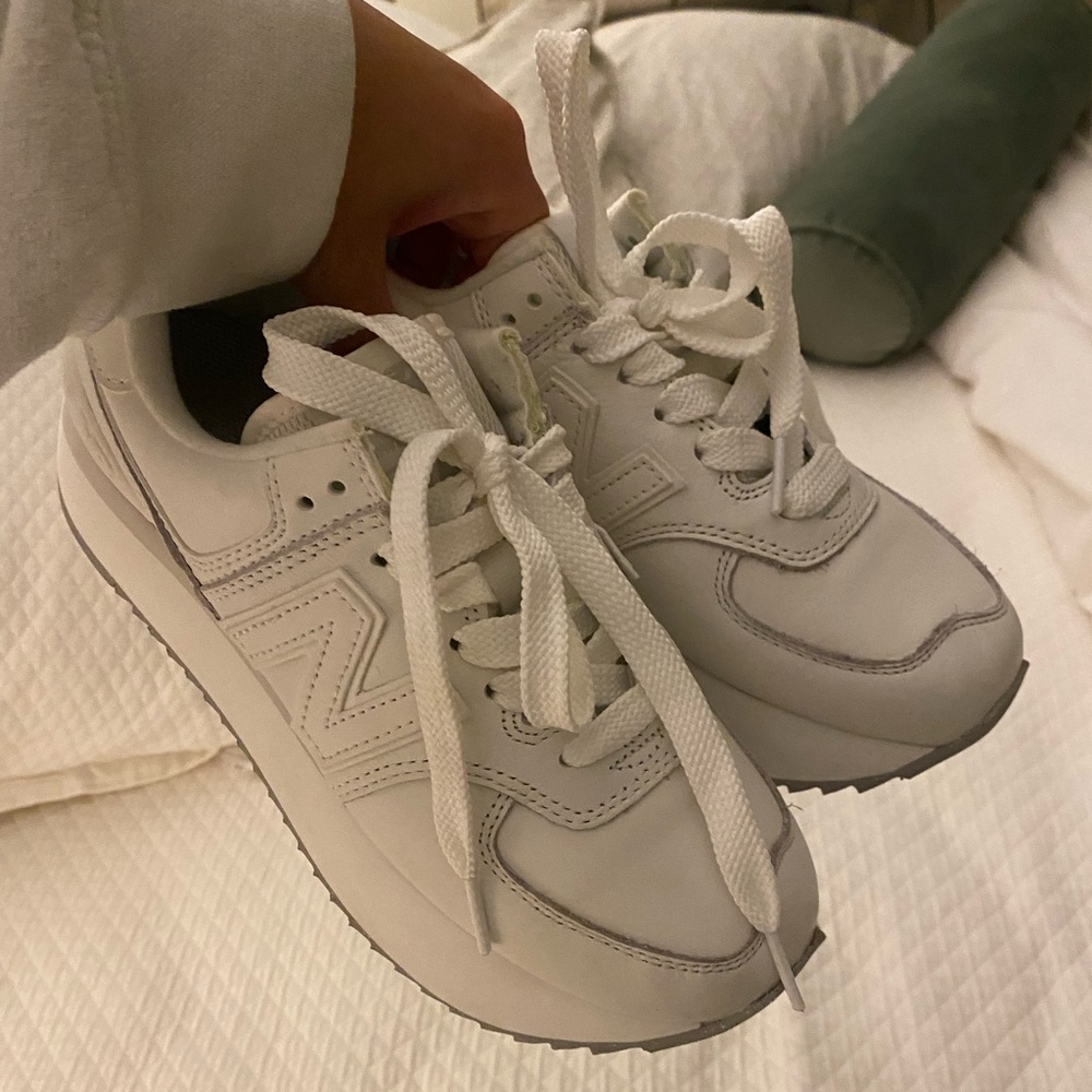 New Balance 574 White Platform Sneakers - Like New condition